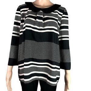 ModCloth Black & White Striped & Polka Dot Blouse